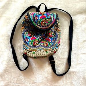 🔴 Ornate Hand Embroidered Purse Backpack